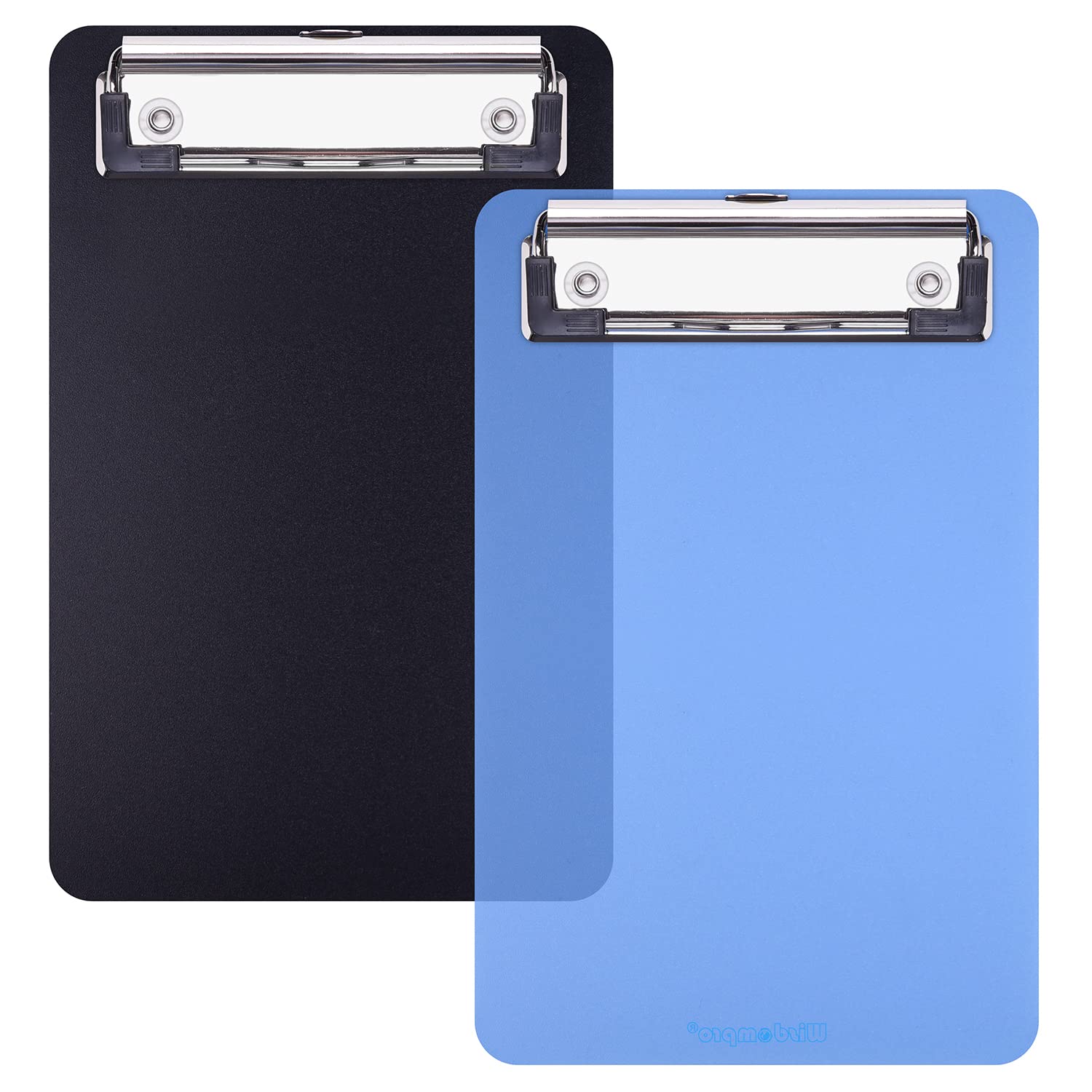 Wisdompro Mini Clipboard A6, 2 Pack 4.7" x 7.3" Small Clip Boards Plastic Clipboards for A6 Notepads, Memo Size Receipt, Pocket Lists - Black, Blue