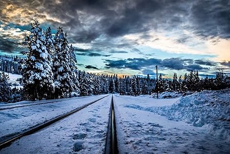 Amazon Co Jp 特大 ポスター レール鉄道冬雪 壁紙ウォールステッカーポスター 594x4mm Generic