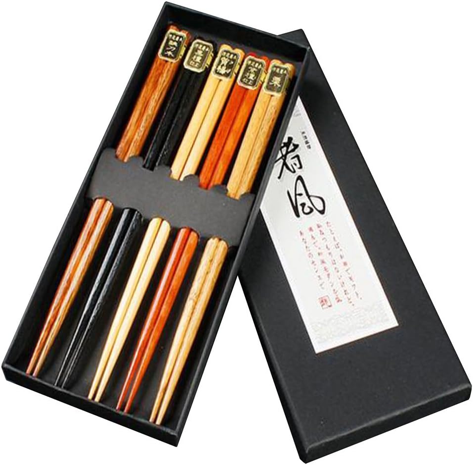 BingQing Five Pairs chopsticks natural logs of wood chopsticks paint chopsticks tableware chopsticks