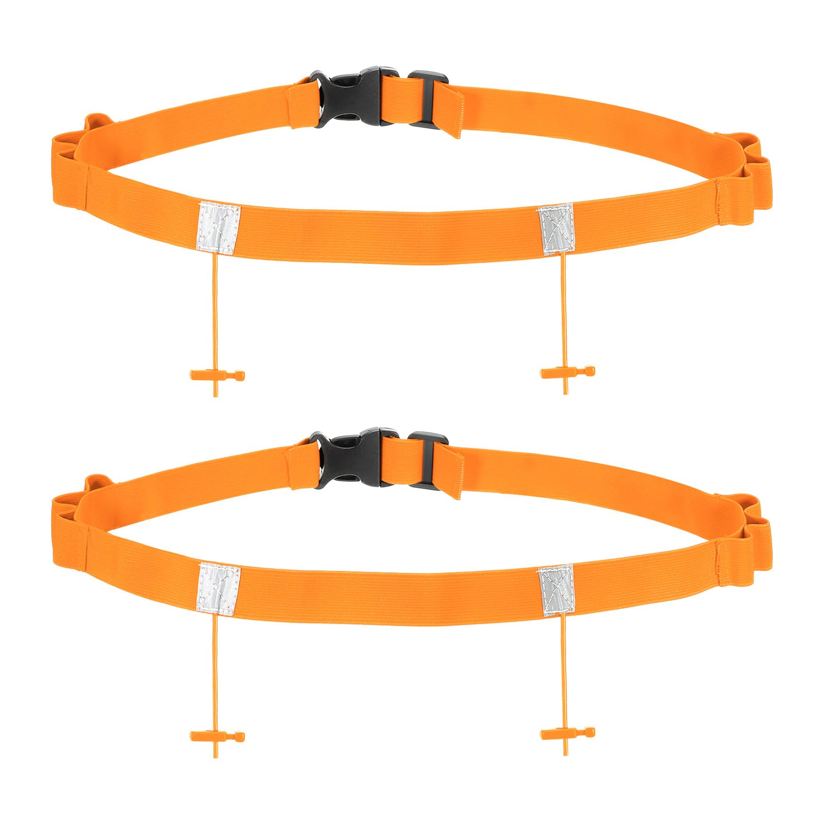 PATIKIL Triathlon Belt Bib Holder, 2 Pack Elastic Marathon Race Number Belt Marathon Running Race Belt with 6 Gel Loops for Marathon Racing Cycling, Orange