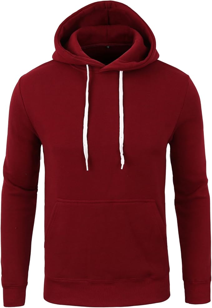 Manwan walk Men's Basic Solid Comfortable Pullover Hoodie