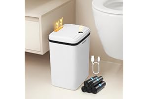 FRESHLIX Smart Touchless Bathroom Trash Can 4 Gallon Automatic Motion Sensor Rubbish Can with Lid Electric Waterproof Garbage Bin for Kitchen, Office, Toilet, Bedroom, RV, White