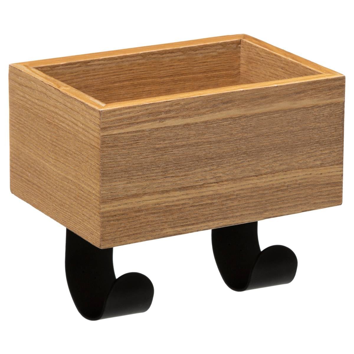 Five - 2 Metal Hooks and Empty Wooden Pocket