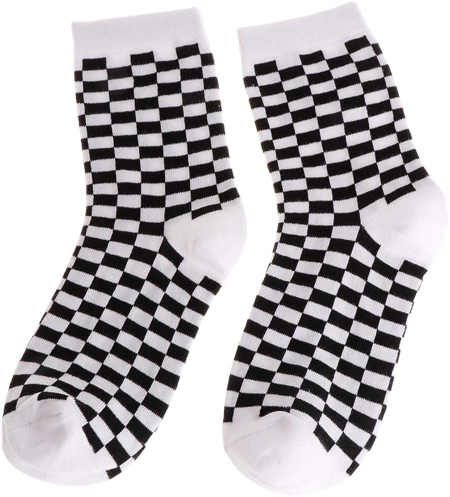 VVXXMO Checkerboard Geometric Socks,Fashion Checkered Cotton Socks for