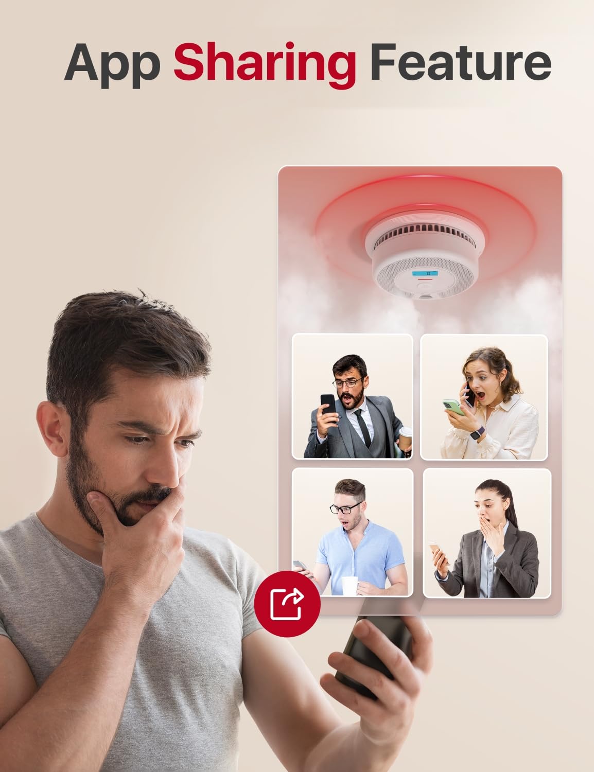 X-Sense Smart Smoke Detector Carbon Monoxide Detector Combo with Replaceable Battery, Wi-Fi Smoke and Carbon Monoxide Detector with Real-Time App Notifications, SC07-WX, 1-Pack