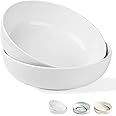 LAUCHUH 3.2 Quarts Porcelain Serving Bowl Set 11" Salad Bowl Set Pasta Bowls 2 Pack, Large Ceramic Bowl Set White for Thanksg