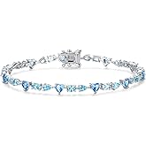 FANCIME 'Dawn' Tennis Bracelets Sterling Silver Colorful Oval Heart Teardrop CZ Bracelets Fine Jewelry Birthday Gifts for Women 7.2"