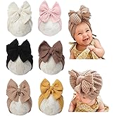 Esumun Baby Girls Hair Bow Turban Hat 6PCS Set, Top Bowknot Head Wrap Beanie India Caps for Infant Toddlers