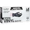 ForPro Disposable Vinyl Gloves, Black, Industrial Grade, Powder-Free, Latex-Free, Non-Sterile, Food Safe, 2.75 Mil. Palm, 3.9 Mil. Fingers, Medium, 100-Count