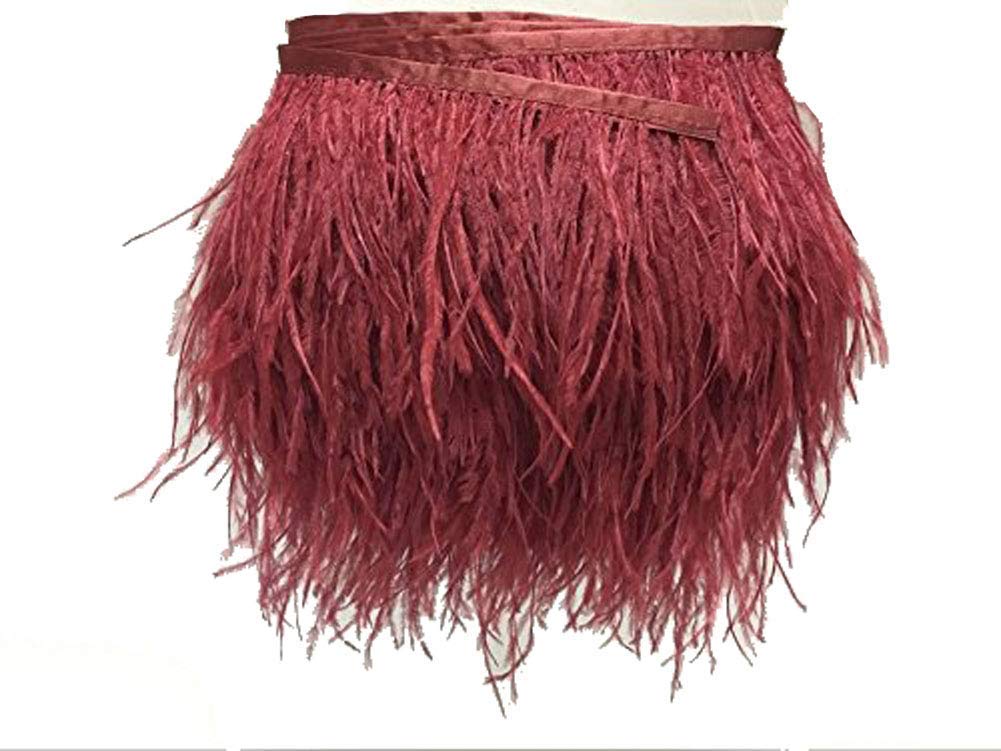 KOLIGHT Pack of 4.5m Natural Dyed Ostrich Feathers 9~12cm Trim Fringe for DIY Dress Sewing Crafts Costumes Decoration (Red Wine)