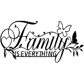 Family Signs Metal Wall Decor Family Is Everything Wall Art with Butterfly Living Room Bedroom Home Black Metal Decoration Sign for Housewarming Gift (Black)