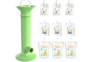 YIISHUIIL 10pcs Set Baby Food Pouch Maker Reusable Pure Color Pouches Toddler Fruit Squeeze Puree Filler for Kids (Green)