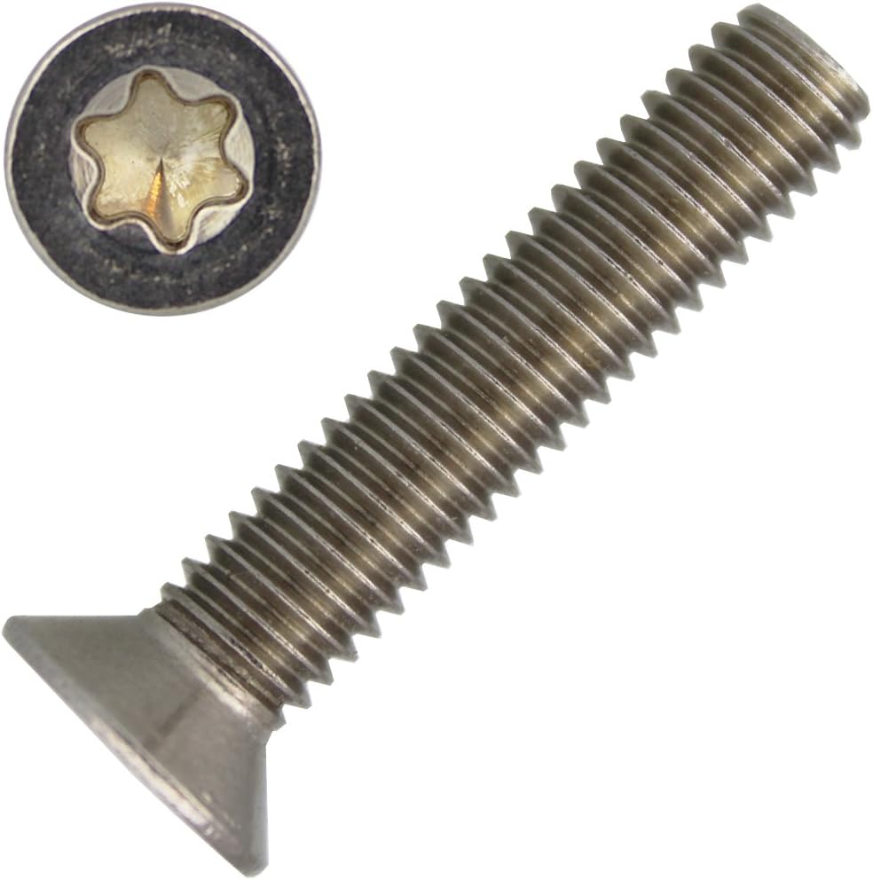 Countersunk Torx Screws M6 x 12 with Hexagon Socket - T30 DIN 965 A2 Stainless Steel - Pack of 25