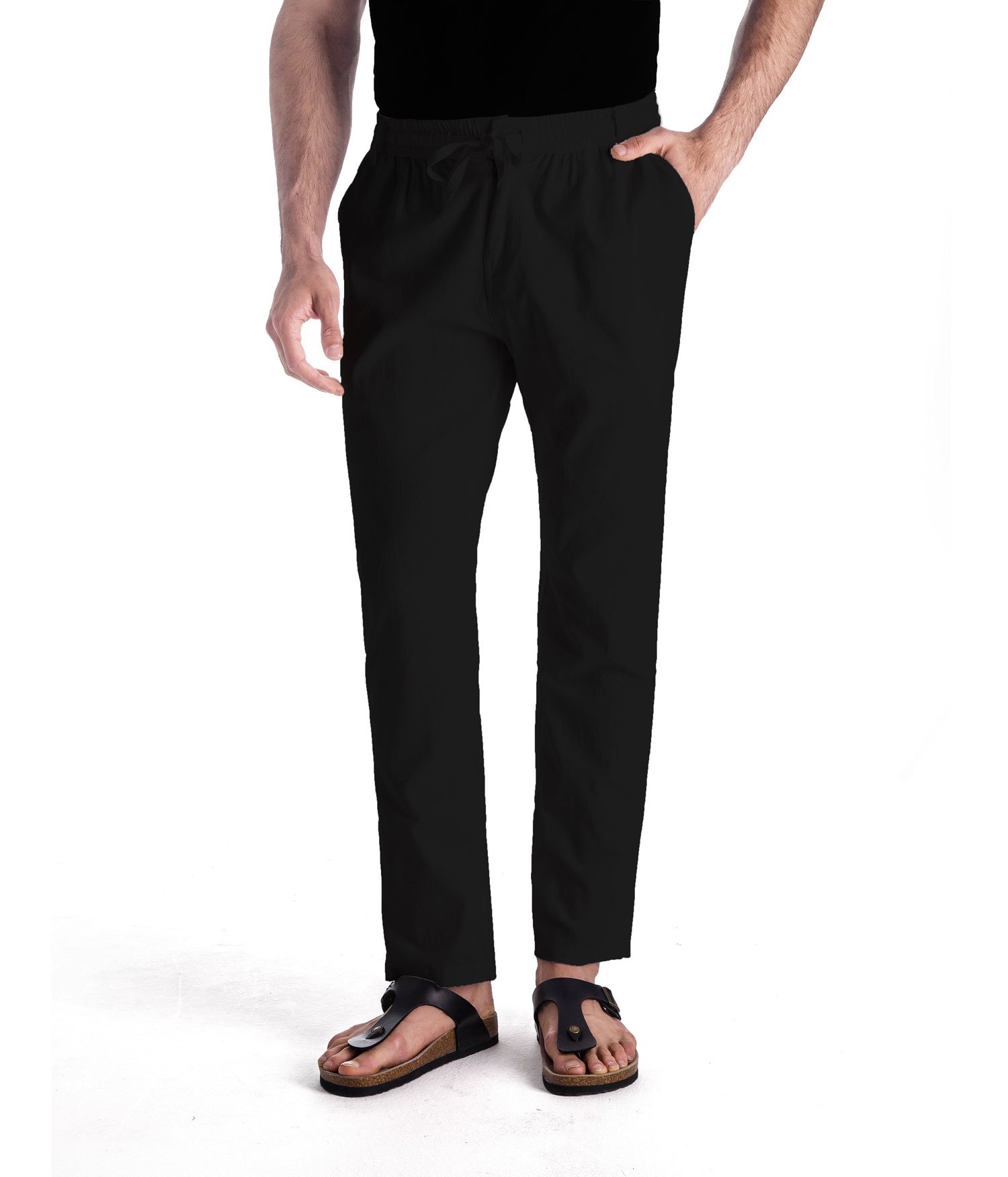 MUSE FATH Men’s Linen Drawstring Casual Beach PantsLightweight Summer