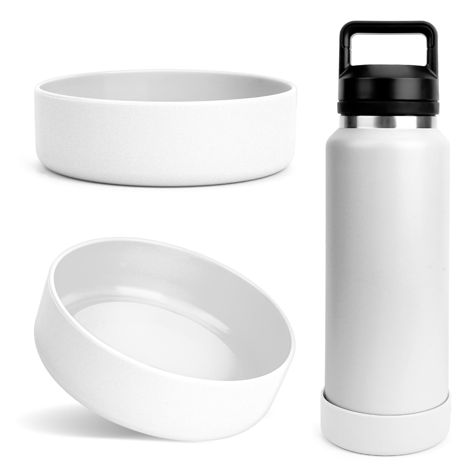 Linkidea 2 Pack Water Bottle Boot Compatible with YETI Rambler Bottle 26oz, Yonder 34oz, Silicone Anti-Slip Bottle Bottom Sleeve Bumper Protector (White)