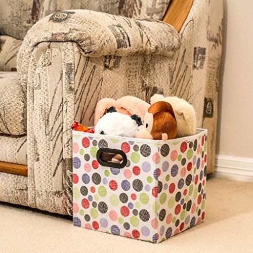 Prorighty (6 Pack Polka&Love Pattern) Unique Design Storage Bins,12inch(Large) Stylish Containers, Gift Boxes,Strong Beautiful Tote, Baskets| Two Plastic Handles Collapsible Household Organization - Thumbnail 5