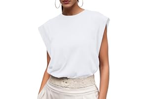 GRECERELLE Cap Sleeve Tops for Women Summer Tank Top Casual Loose Crew Neck Basic Tee Shirts