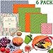 Beeswax Food Wrap, Set of 6 Pack Beeswax Wraps - Reusable Food Wraps - Sustainable Plastic Free Food Storage - Sandwich Wrappers - Washable Bowl Covers