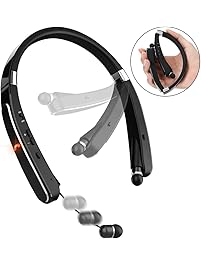 Bluetooth Headphones, Pandawill 30Hr Playtime V4.1 Bluetooth Headset with Noise Cancelling Earbuds [Motorcycle Foldable Neckband Design] Wireless Helmet Headphones ,Easy Exercise and Fun(Black)
