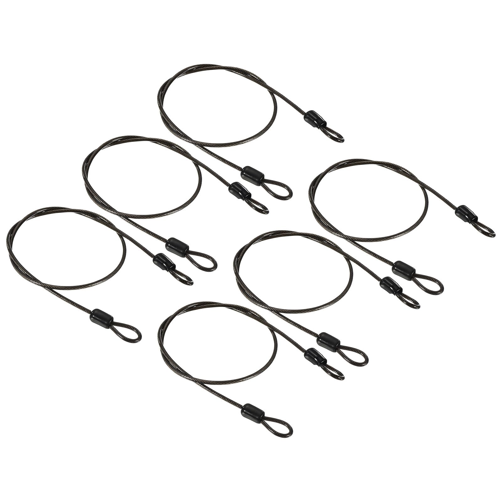 PATIKIL Security Cable 2.5mm x 0.5m/1.64ft, 6 Pack Coated Luggage Lock Wire Rope with Double Loop, Gray