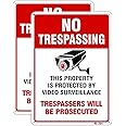 No Trespassing Video Surveillance Sign Outdoor Matel Aluminum 10x14 Inch UV Ink Printed for House and Business (2-Pack)