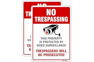 DXYIZUS SIGNS No Trespassing Video Surveillance Sign Outdoor Matel Aluminum 10x14 Inch UV Ink Printed for House and Business (2-Pack)