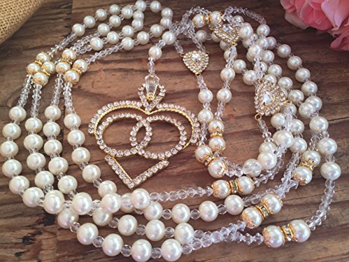 Non-catholic Wedding Lasso Ivory Color Swarovski Pearls Gold Plated/Lazo De Boda No Catolico