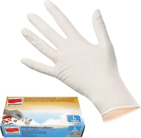 Pack Of 100 Disposable Vinyl Gloves Extra Thin Powder Free Size L Amazon Co Uk Kitchen Home