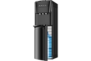 Tehanld Bottom Loading Water Cooler Dispenser for 3 or 5 Gallon Bottles - Water Dispenser with Hot, Room & Cold Spouts, LED Display with Empty Bottle Alert, Child Safety Lock, Carbon Black