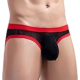 FEOYA Men's Bikini Underwear See Through Mesh Panties Low Rise Briefs Breathable Bulge Pouch Briefs Underpants