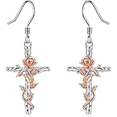 LUHE Sterling Silver Corss/Daisy/Musica Note Dangle Earrings for Women