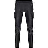 Jellybro Men's Padded Compression Pants Football Girdle Athletic Leggings for Soccer Basketball Paintball Hockey