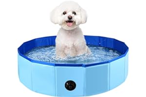 Enenes Portable Dog Bathtub, 32'' x 8'' Foldable Pet Swimming Pool, Plastic Dog Pool Bathing Tub Indoor Sand Pit Collapsible Ball Pit for Dogs Puppies(Blue, Medium)
