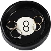 Roowest 8 Ball Jewelry Tray Black Trinket Dish Resin Home Decor | Cute Resin Ring Holder for Earrings Necklaces Watch Keys, Magic Aesthetic Gift for Women, Funky Billiard Parlor Desk Decor