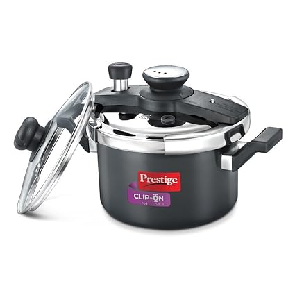 Prestige Clip-on Mini Hard Anodised Aluminium Pressure Cooker, 3 litres, Black
