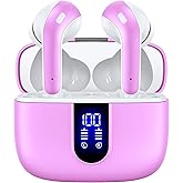 TAGRY Bluetooth Headphones True Wireless Earbuds 60H Playback LED Power Display Earphones with Wireless Charging Case IPX5 Waterproof in-Ear Ear buds with Mic for TV Smart Phone Laptop Computer Sports