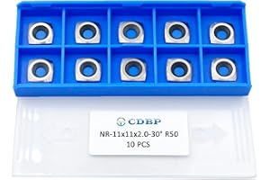 CDBP Woodturning NA 11x11x2.0mm with 2" Radius Square Carbide Insert Cutter Negative Rake Angle Replacement Blades for EWT Roughers Wood Turning Tools, 10pcs