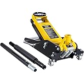 VEVOR Low Profile Floor Jack 2 Ton (4400 lbs), Heavy Duty Aluminum Hydraulic Racing Floor Jack, Hydraulic Car Jack, Dual Piston Quick Lift Pump, 3.2"-14.6" Height Lifting Range (Yellow)