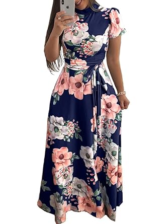 short sleeve floral maxi dress