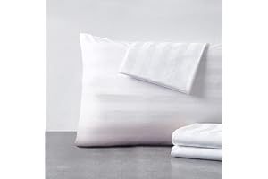 SHUNJIE.HOME Pillow Protector Standard Size 100% Egyptian Cotton Pillow Covers, 400 Thread Count Sateen Weave Cooling Pillow Cases with Zipper Hidden, Breathable Non Noisy Easy Care, Set of 4 (Striped White)