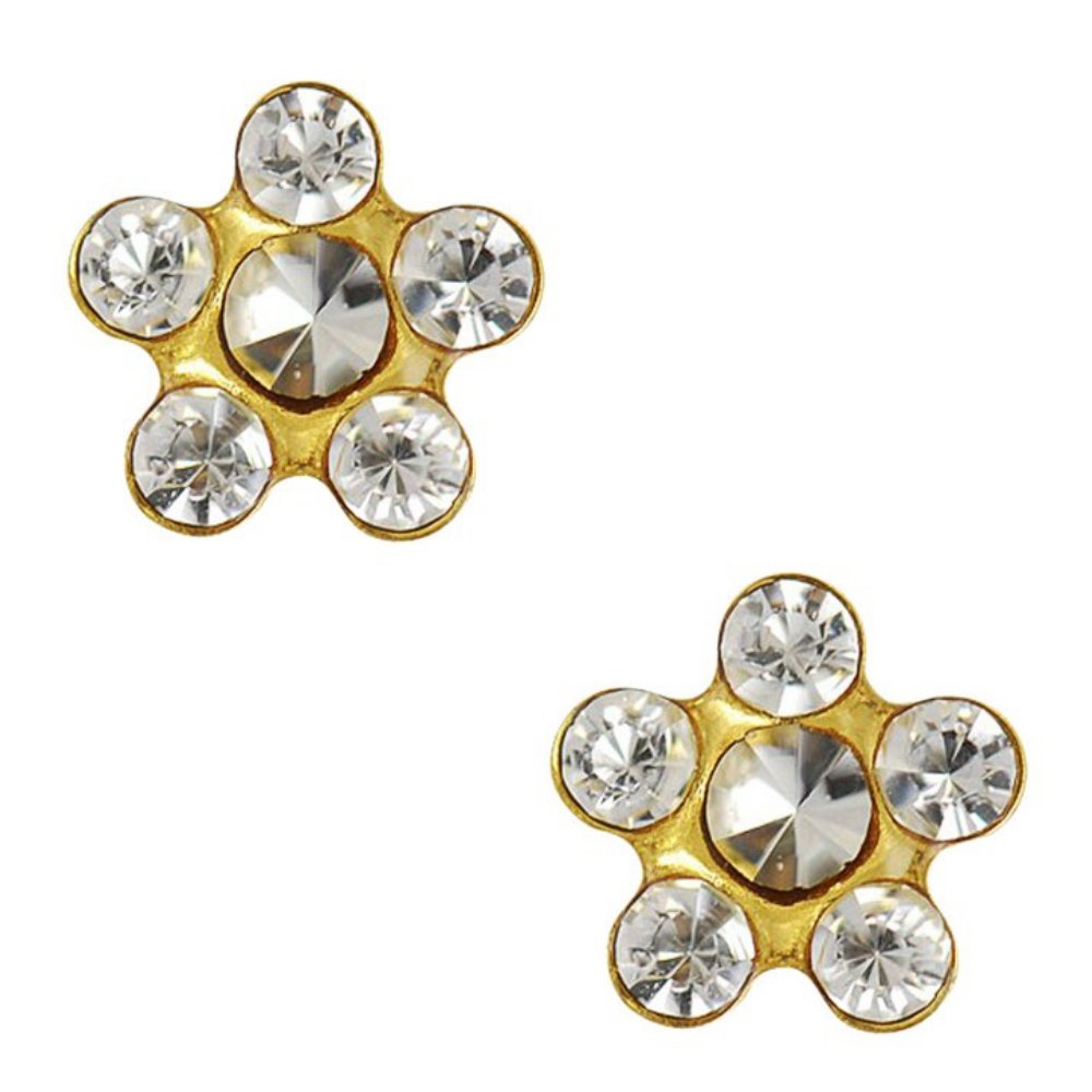 Studex Tiny Tips Clear Crystal 5mm Daisy Gold Plated Childrens Hypo-allergenic Stud Earrings
