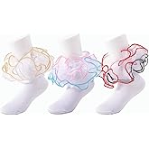 MKYSZLT Toddler Girls Ruffle Socks Girl Cute Lace Frilly Fancy Dress Socks Soft Cotton Sock with Big Ruffles for Little Kids