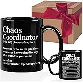 HIWERAN Chaos Coordinator Coffee Mug Gifts for Women - Thank You Gifts for Teacher Coworker Boss Lady Leadership Work, Appreciation Mug for Office - Anniversary Birthday Gifts for Women Man 11Oz