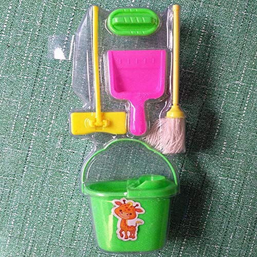 image for Domccy 5Pcs Doll Cleaning Tools Kids Play House Cleaning Mop Broom Buc