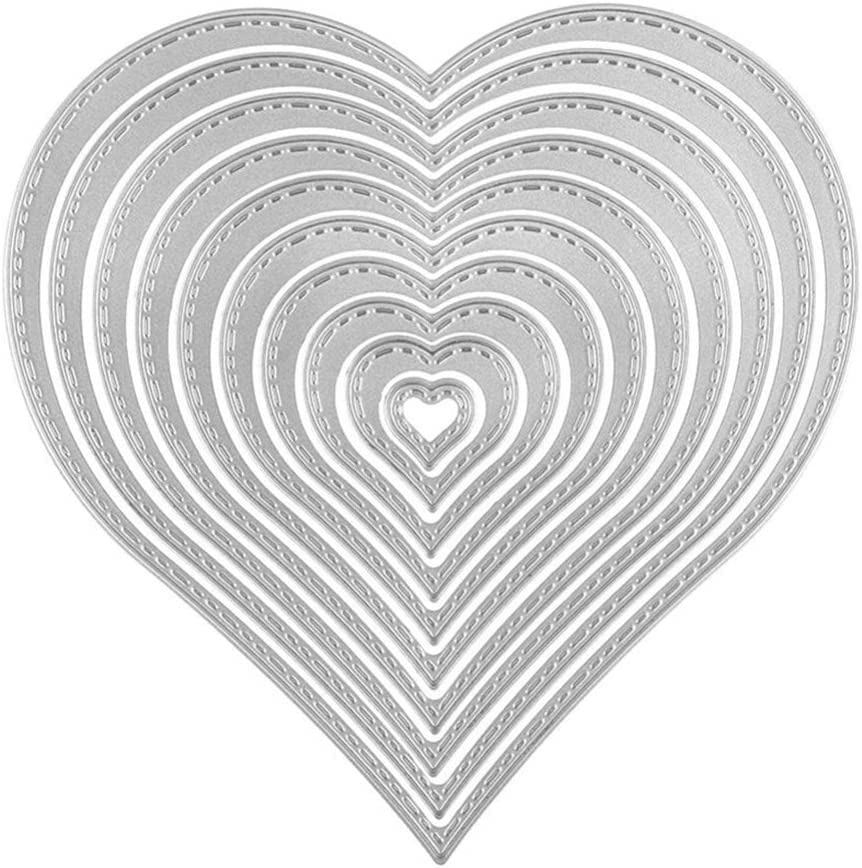 10pcs Love Heart Cutting Dies for Card Making，Cutting Dies Cut Stencils for DIY Scrapbooking Photo Album Decorative Embossing Paper Dies for Card Making Templated