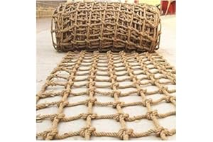Protection Rope Net for Kids,Retro Hemp Mesh Rope Netting for Swing Hammock Balcony,Large Size Rope Netting for Playground Ba