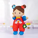 OUOZZZ Brown Baby Doll 10 Inch Soft Rag Doll Machine Washable Safe Rattle view 3