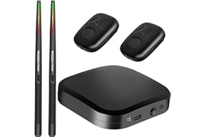 DQTUV Air Drumsticks, Portable Practice Drum Kit Electric Drum Set with 8 Sounds, 3D Motion Sensing RGB for Home & Party Adults, Kids, Gift-DS02