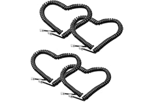 LOVK 4 Pack Phone Cord Landline 8Ft Uncoiled/1.4Ft Coiled Landline Telephone Handset Cord Line Cable RJ9 4P4C Telephone Accessory Black