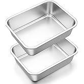 Onader 10⅝ x 8¼ Inch Lasagna Pan Deep Set of 2, Stainless Steel Rectangular Baking Cake Pan, Dishwasher Safe